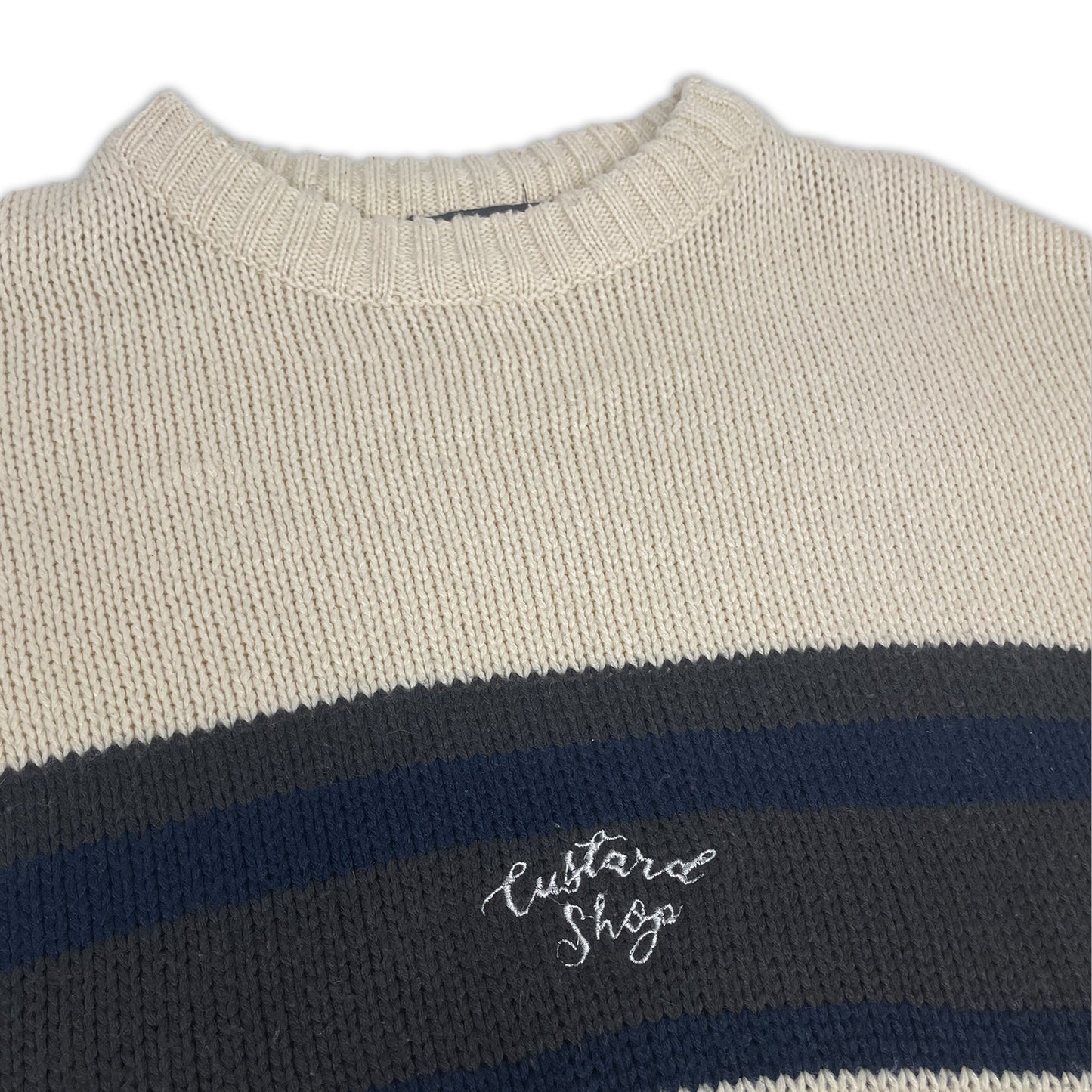 Custard Reclaimed Striped Jumper | Size Large