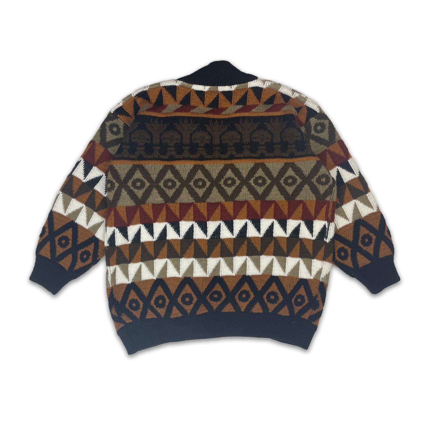 Custard Reclaimed Patterned Cardigan | Size Large