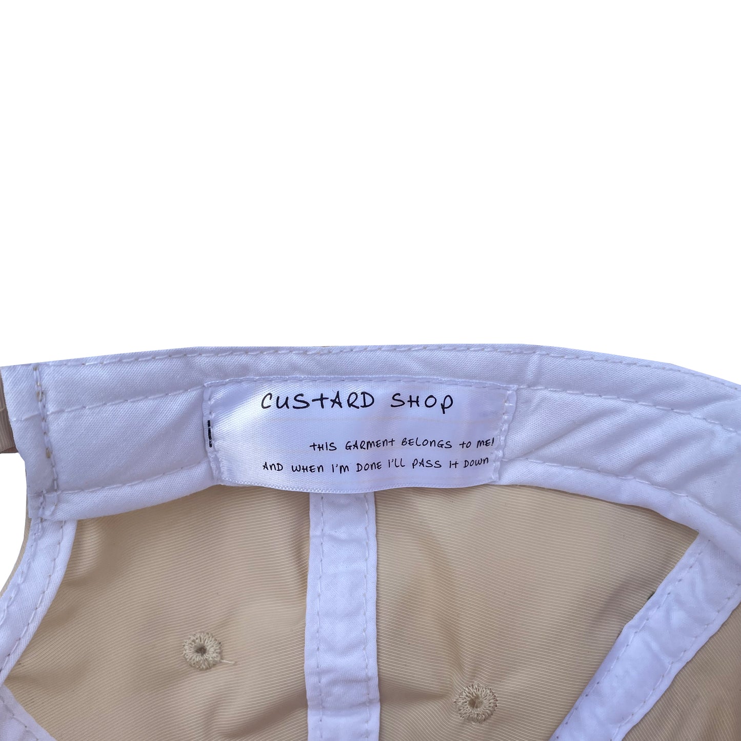 Nylon Beige Font 6 Panel Cap