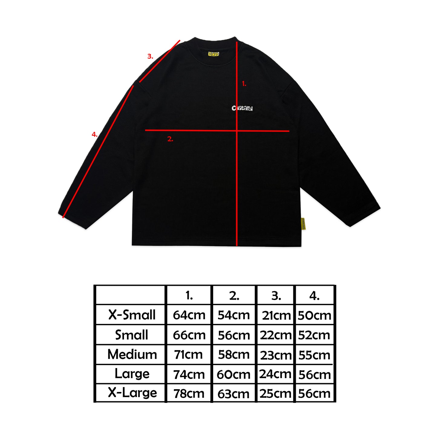 Waffle Embroidered Long Sleeve Baggy Cuff T-Shirt | Black