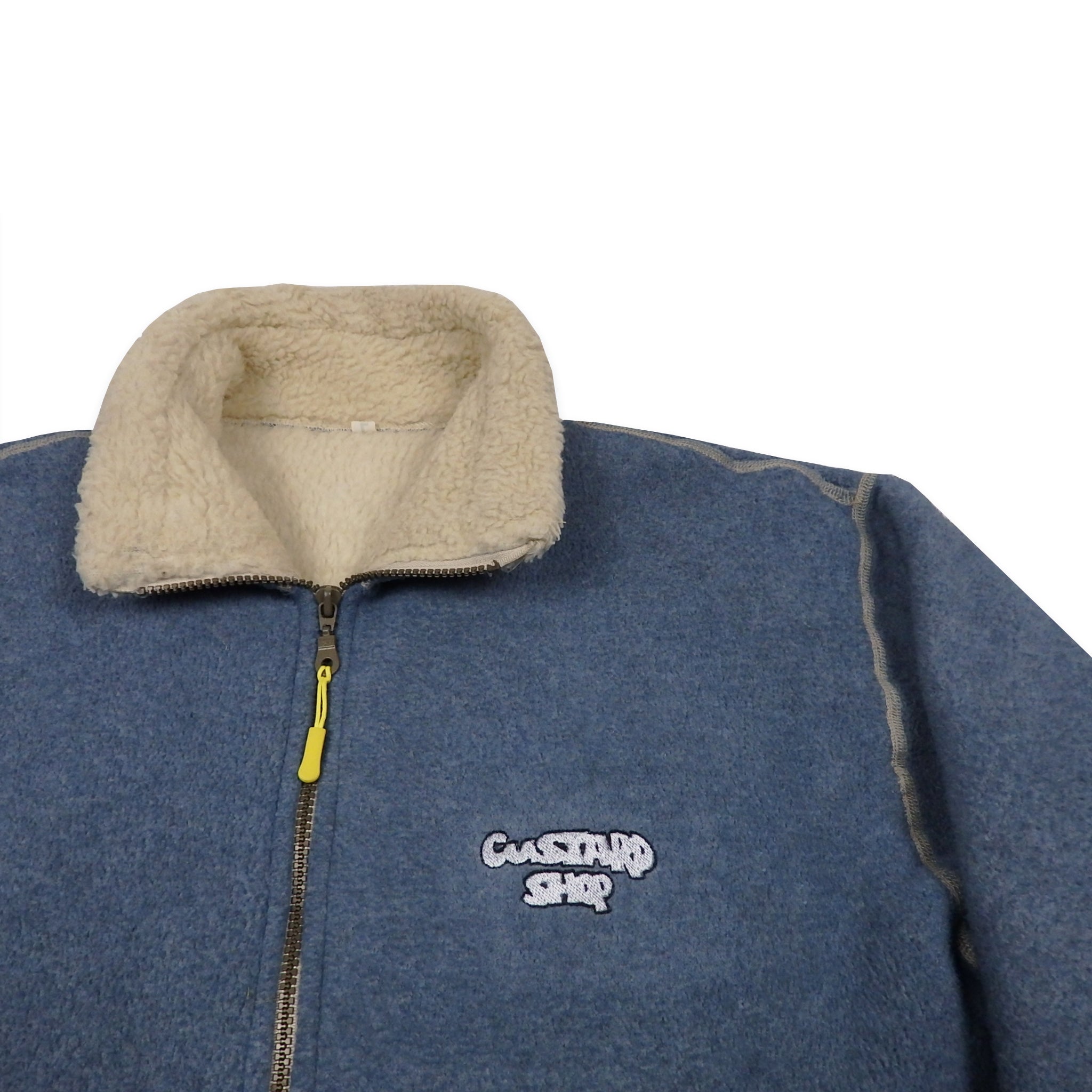 Custard Reclaimed Blue Full-Zip Sherpa Fleece | Size Large