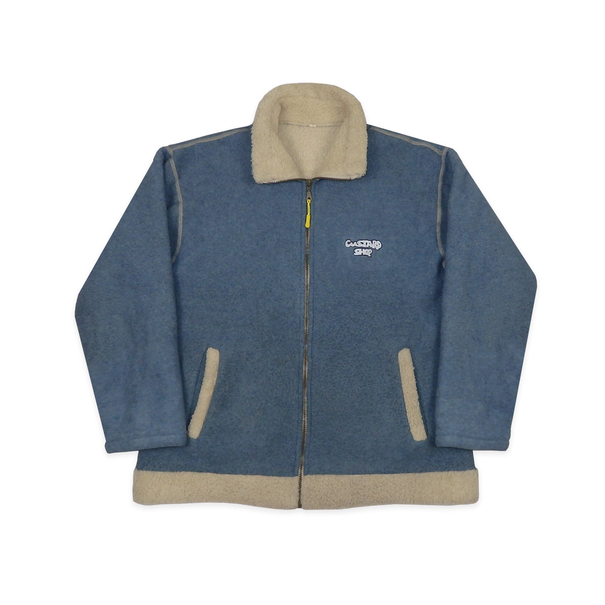 Custard Reclaimed Blue Full-Zip Sherpa Fleece | Size Large