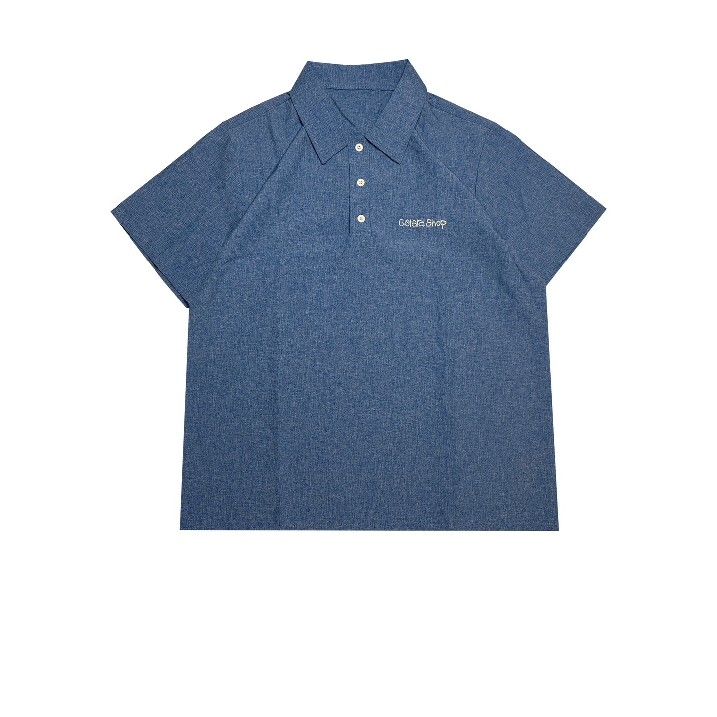 Custard Reclaimed Blue Patterned Polo Shirt | Size Medium