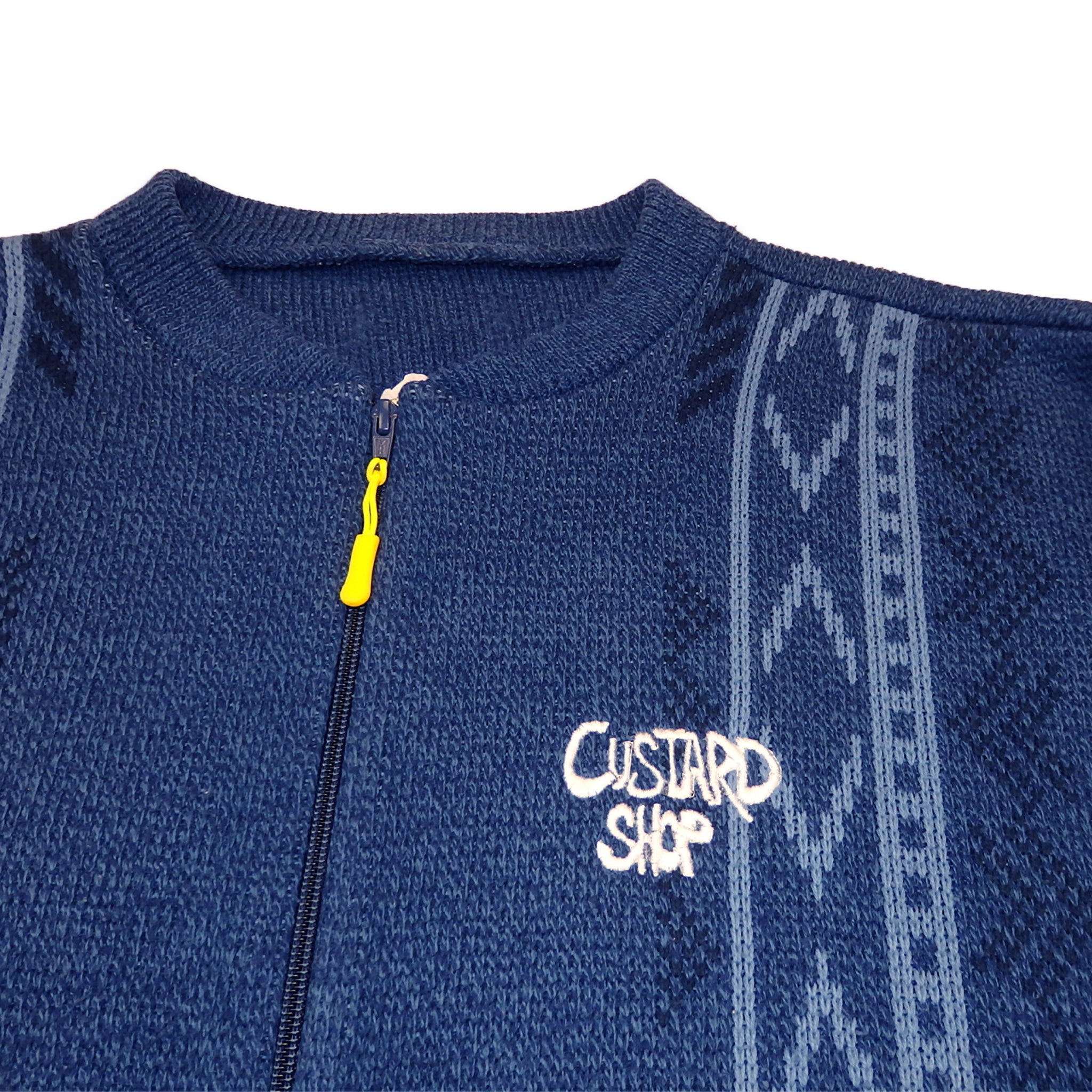 Custard Reclaimed Pattern Zip Cardigan | Size Medium