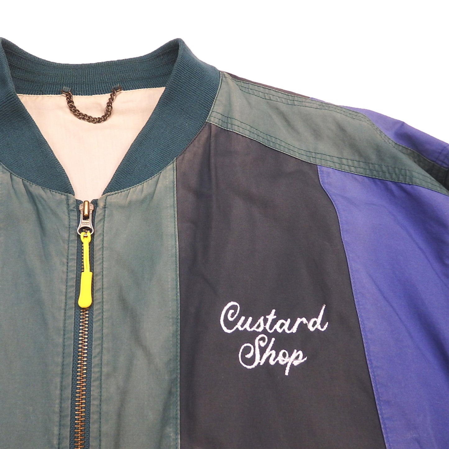 Custard Reclaimed Striped Bomber Jacket | Size Large