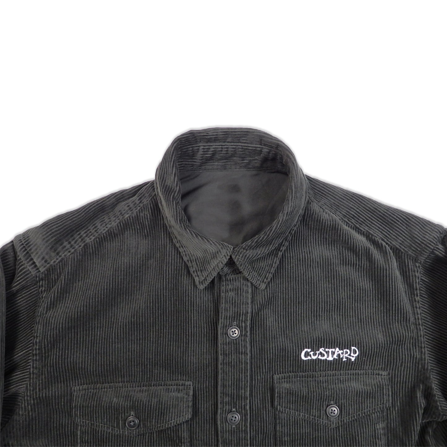 Custard Reclaimed Black Corduroy Overshirt | Size Medium