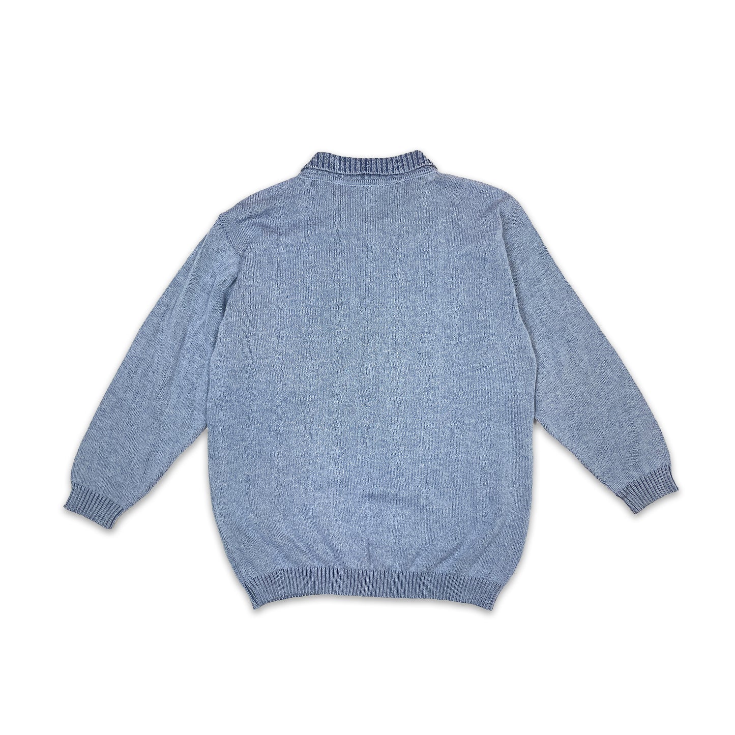 Custard Reclaimed Blue Knitted 1/4 Button Cardigan | Size M/L