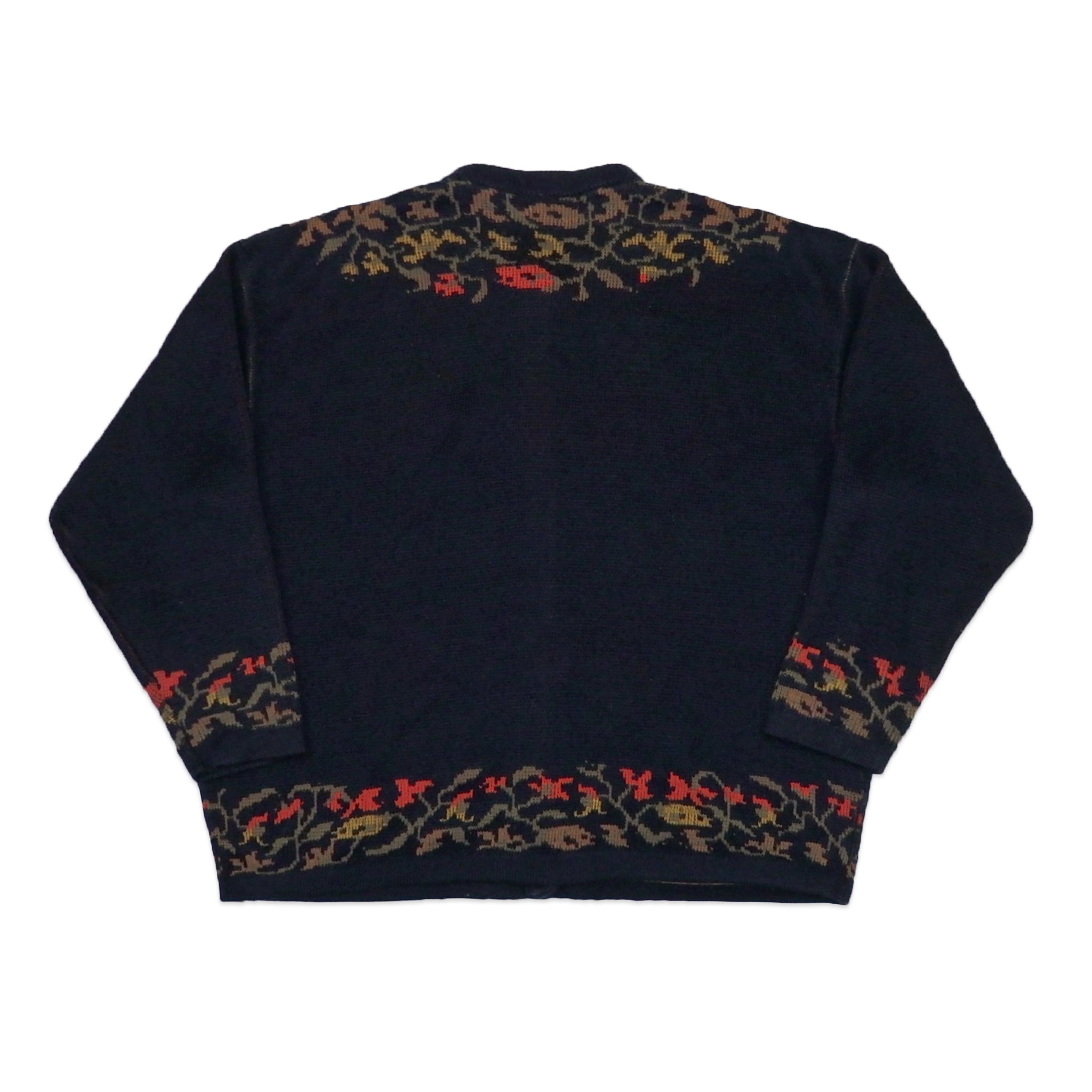Custard Reclaimed Black Floral Cardigan | Size Small