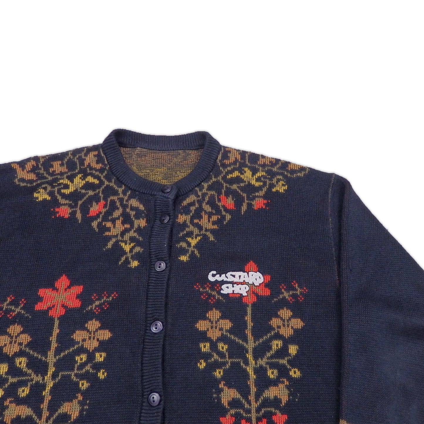 Custard Reclaimed Black Floral Cardigan | Size Small