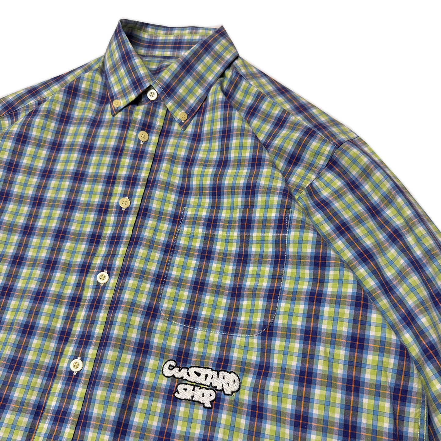 Custard Reclaimed Cheque Shirt | Size Large
