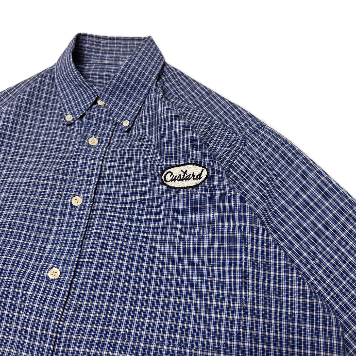 Custard Reclaimed Cheque Button Shirt | Size Large