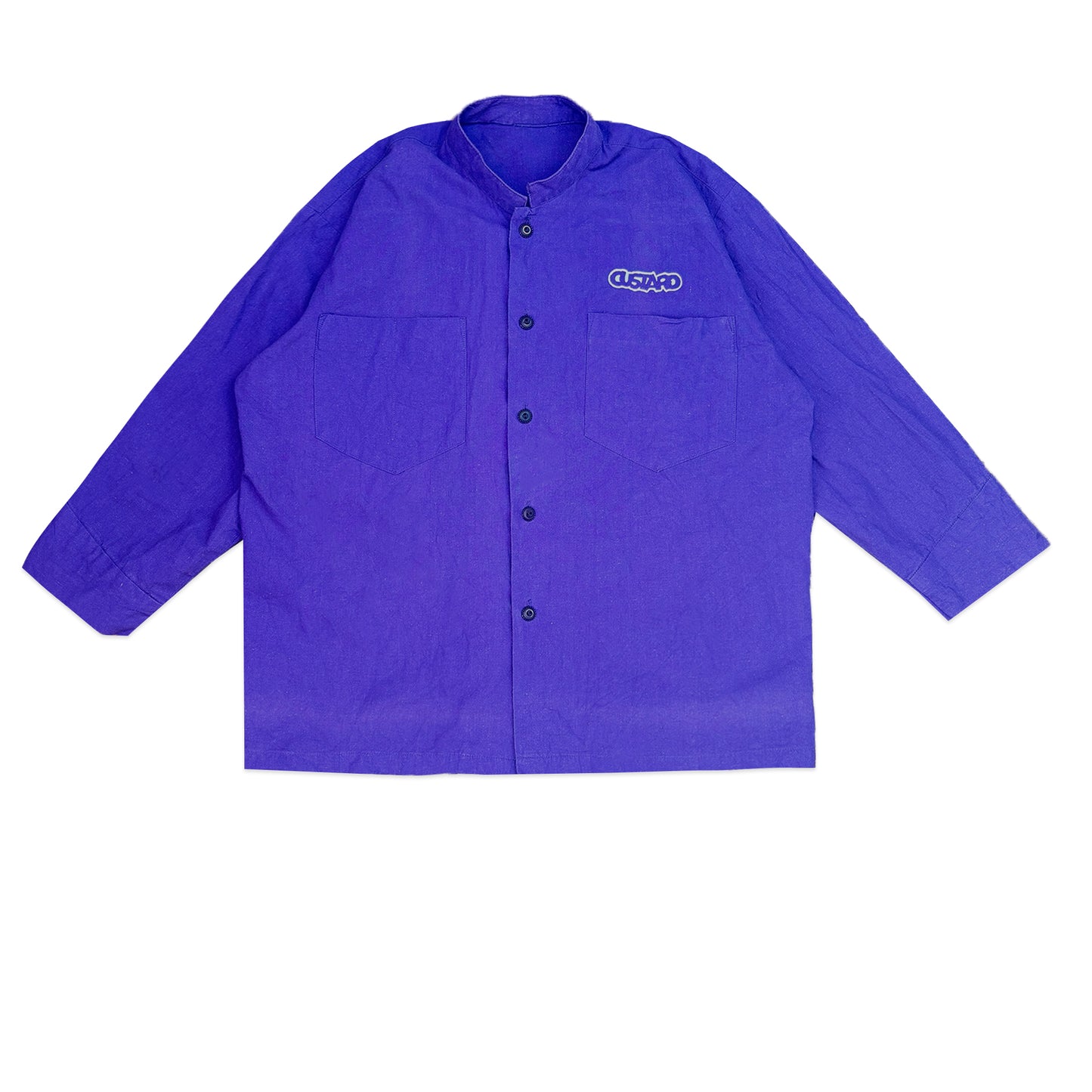 Custard Reclaimed Purple Grandad-Collar Shirt | Size Medium