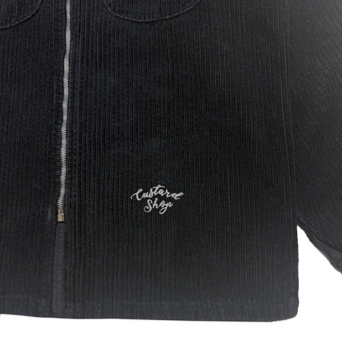 Custard Reclaimed Black Corduroy Full-Zip Shirt | Size XL