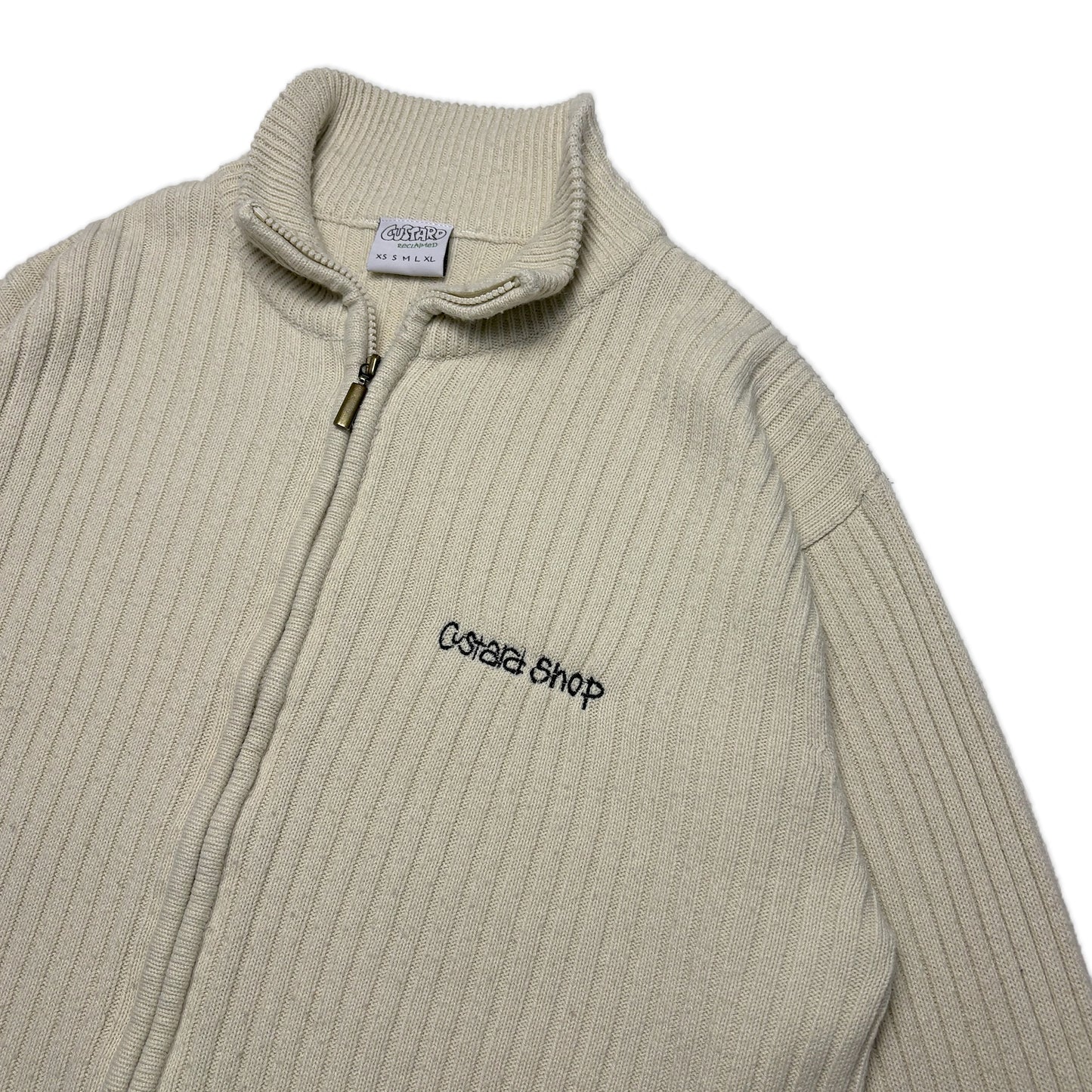 Custard Reclaimed Zip Cardigan | Size Large