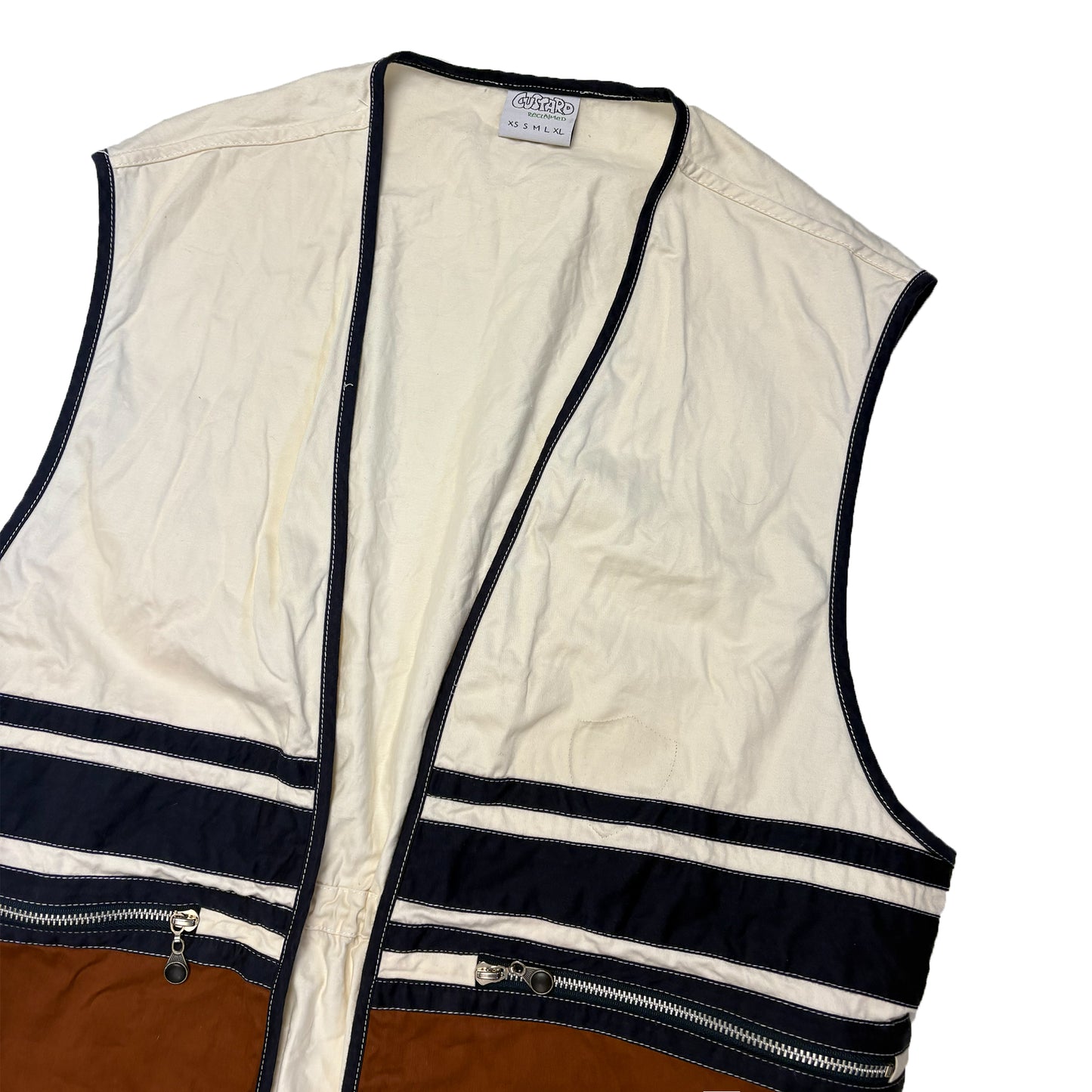 Custard Reclaimed Stripe Gilet | Size Large