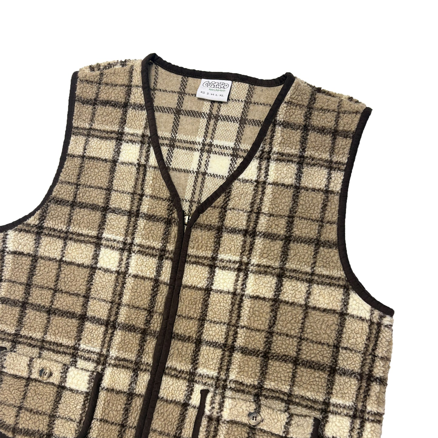 Custard Reclaimed Zip Pattern Gilet | Size Small
