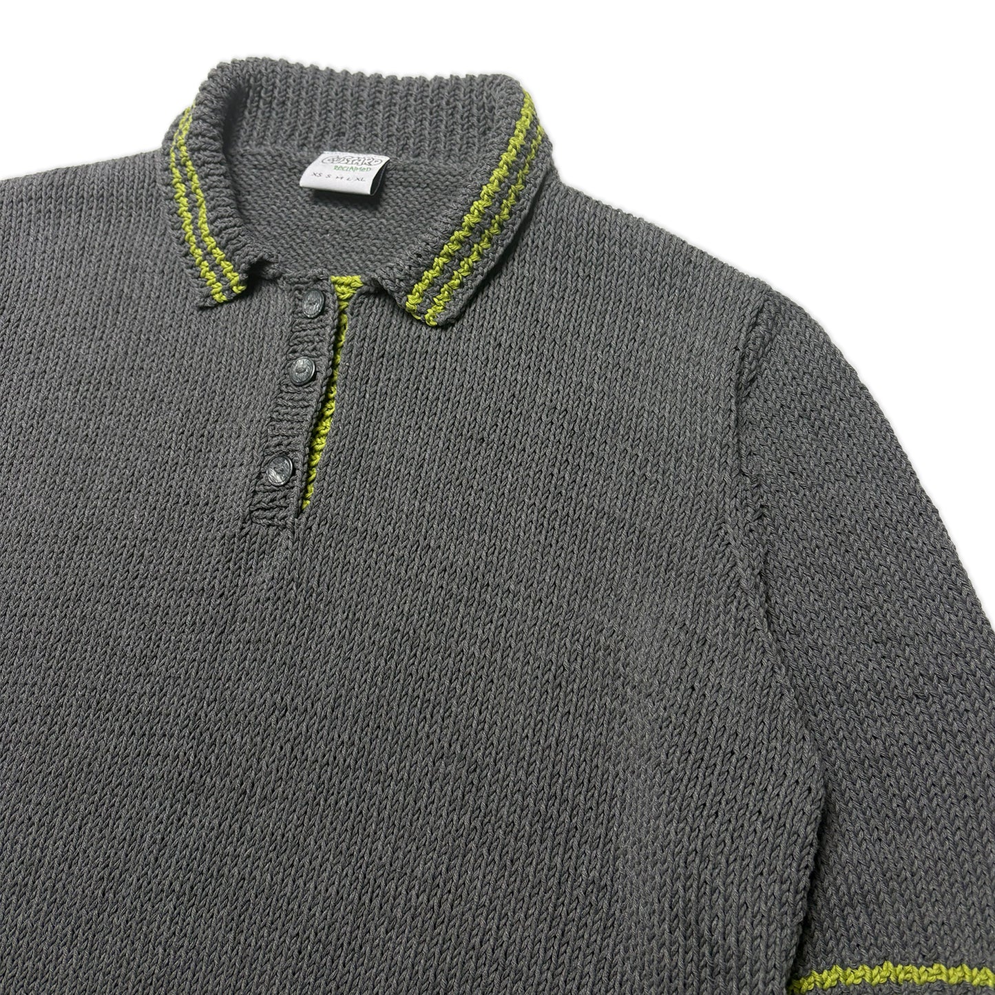 Custard Reclaimed Hand Knit Polo | Size Medium
