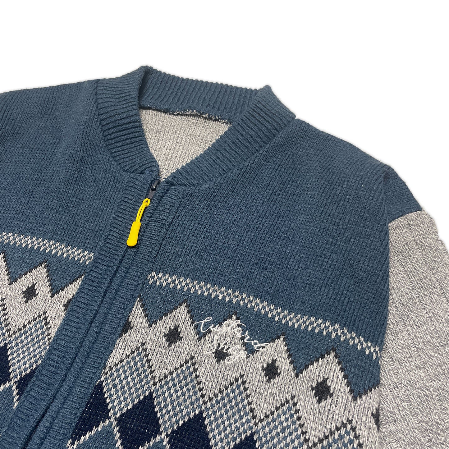 Custard Reclaimed Navy Pattern Cardigan | Size Medium