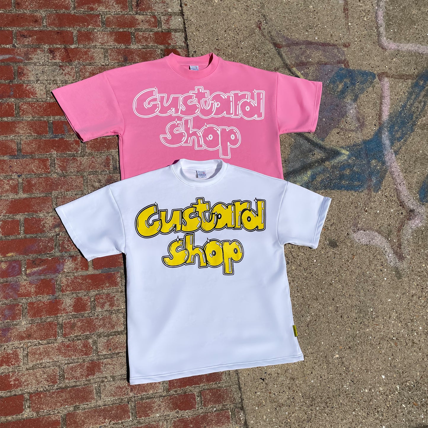 Heavyweight Graffiti Print T-Shirt | Pastel Pink