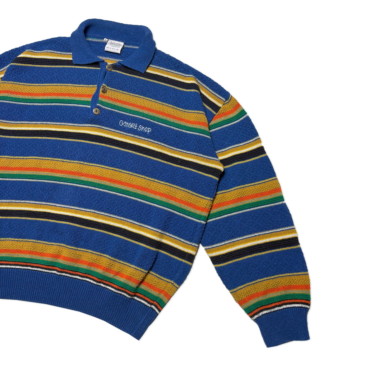 Custard Reclaimed Stripe Polo Shirt | Size Large