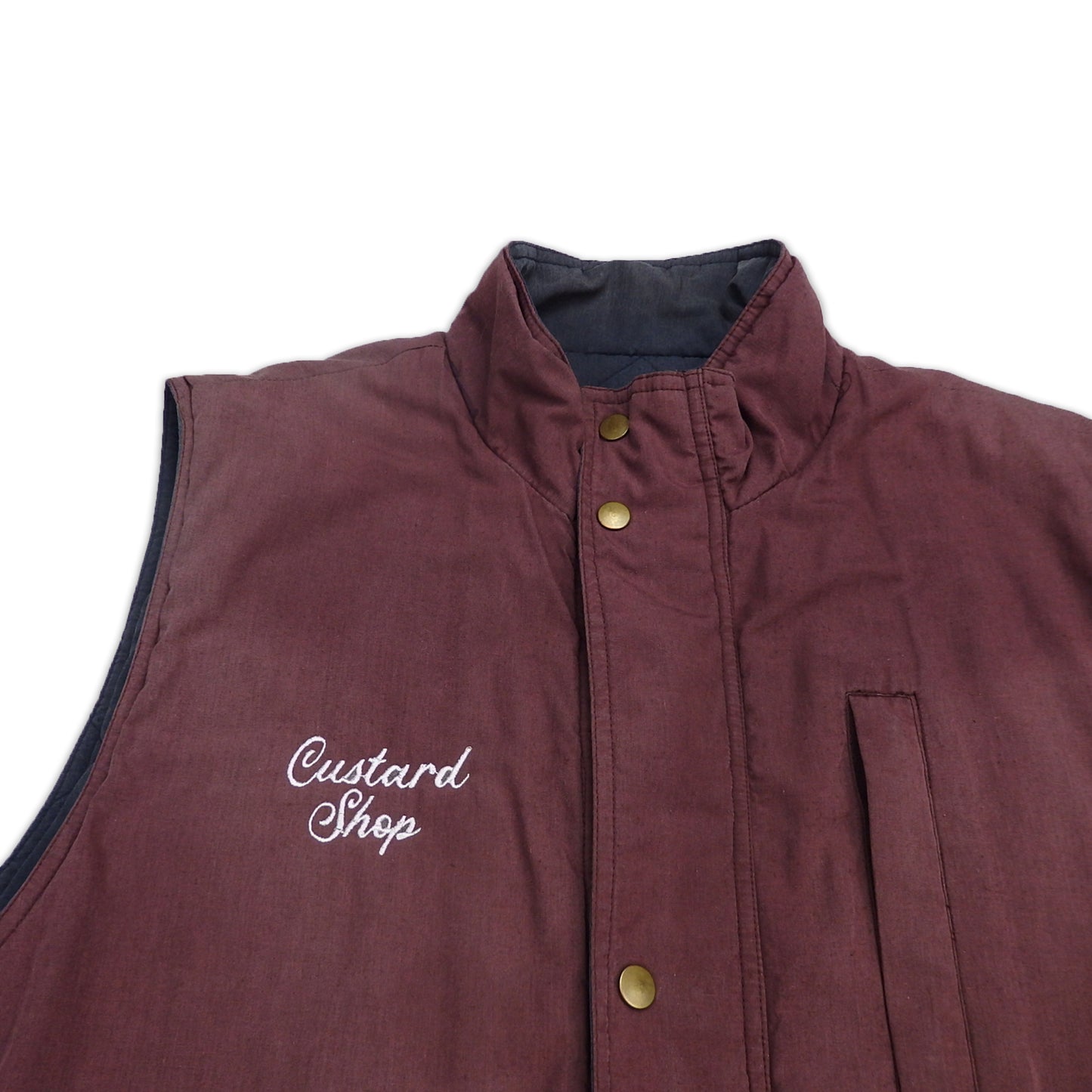 Custard Reclaimed Maroon Puffer Vest | Size Large