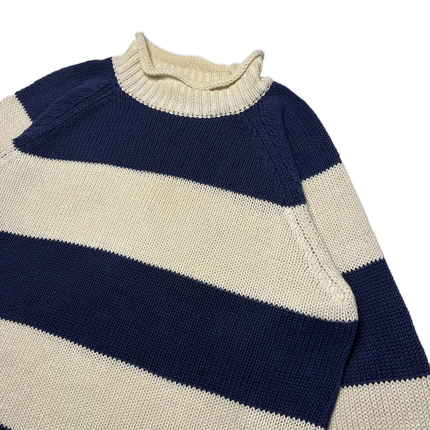 Custard Reclaimed Stripe Roll-neck | Size Large