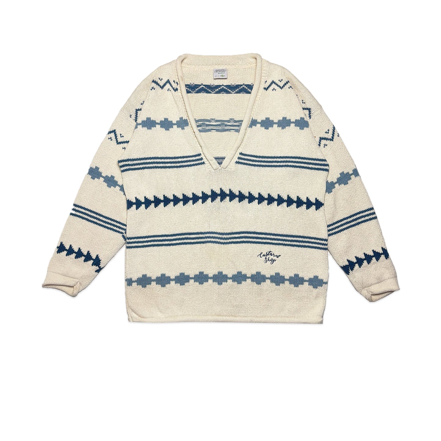 Custard Reclaimed Open Neck Jumper | Size Large