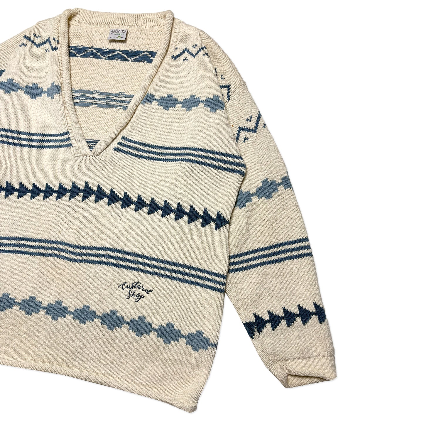 Custard Reclaimed Open Neck Jumper | Size Large