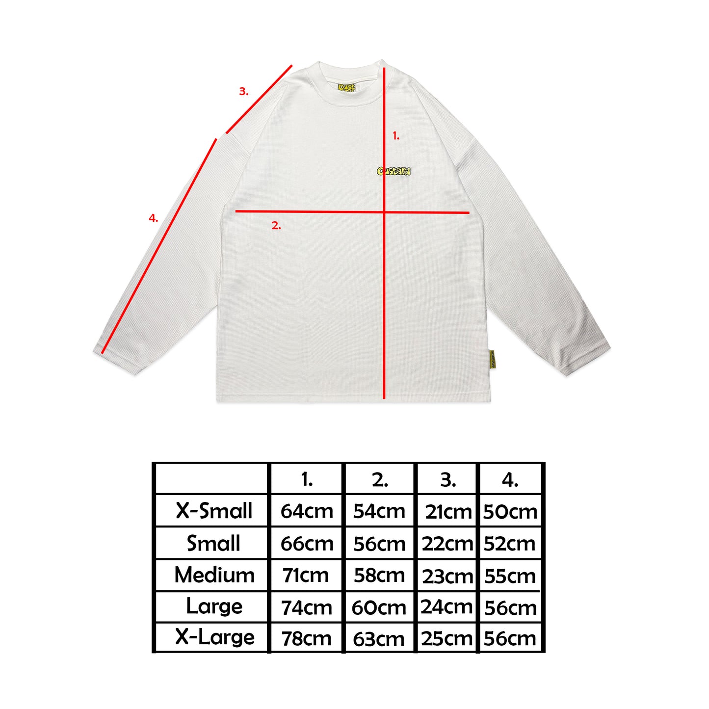 Waffle Embroidered Long Sleeve Baggy Cuff T-Shirt | White