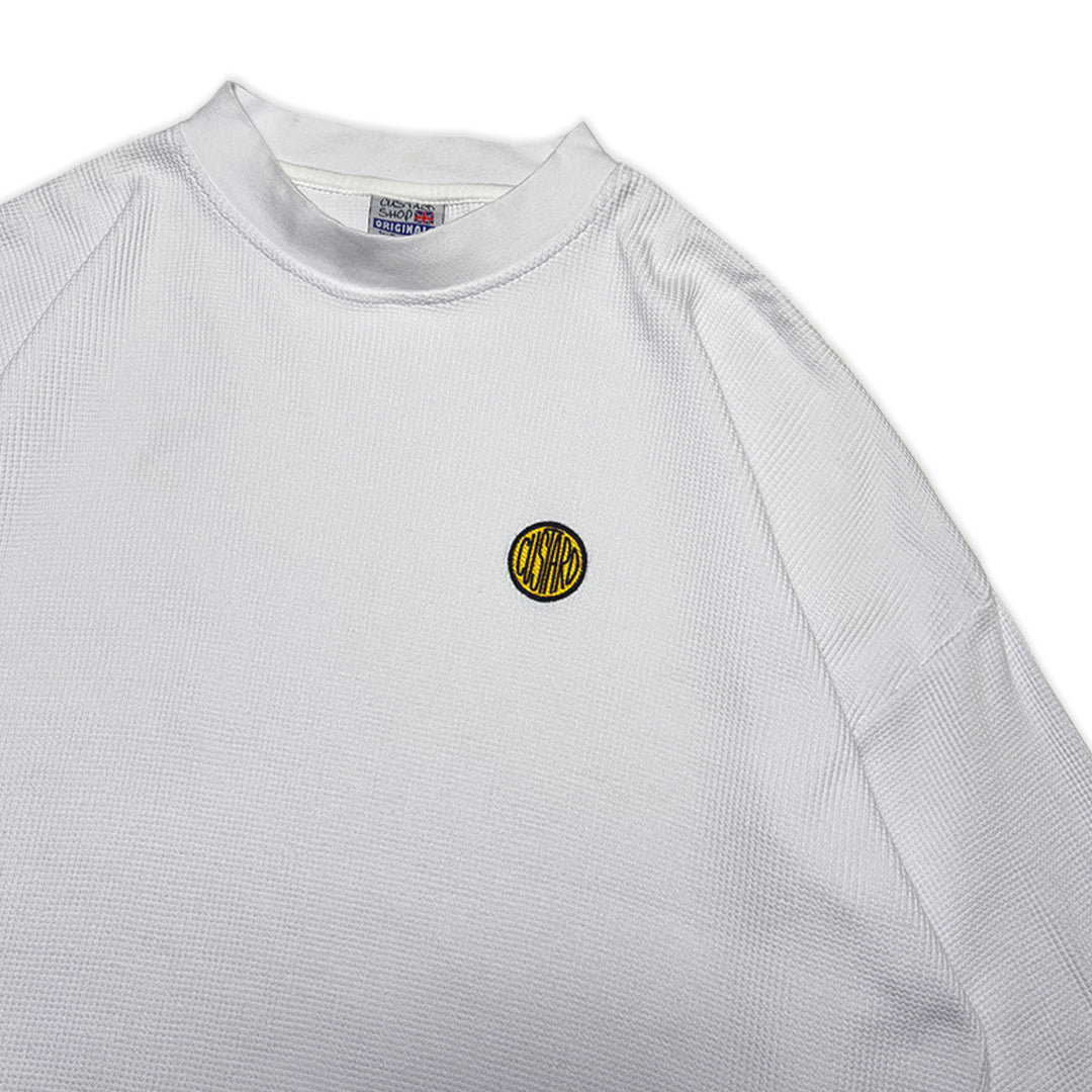 Waffle Acid House Long Sleeve Baggy Cuff T-Shirt | White