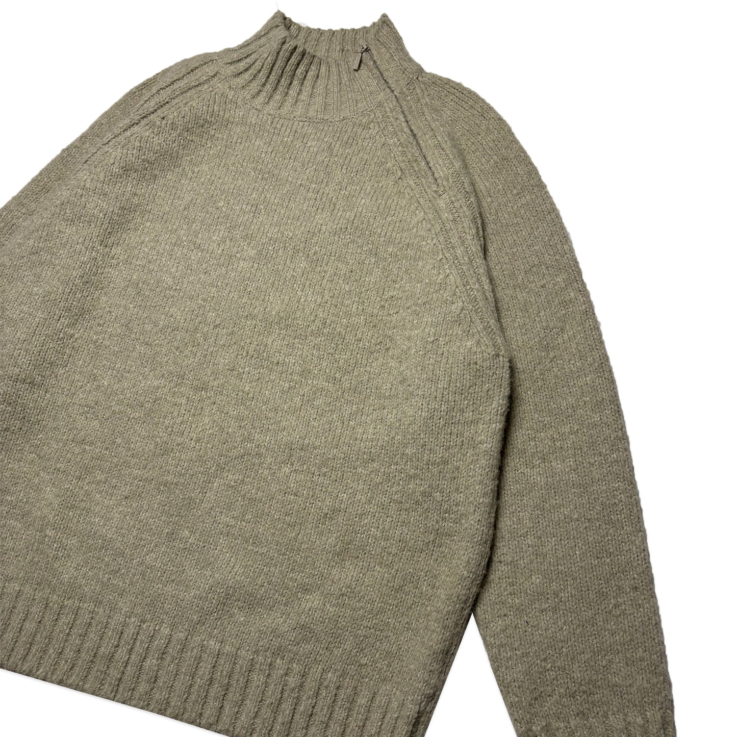 Custard Reclaimed Zip-Neck Jumper | Size X-Large