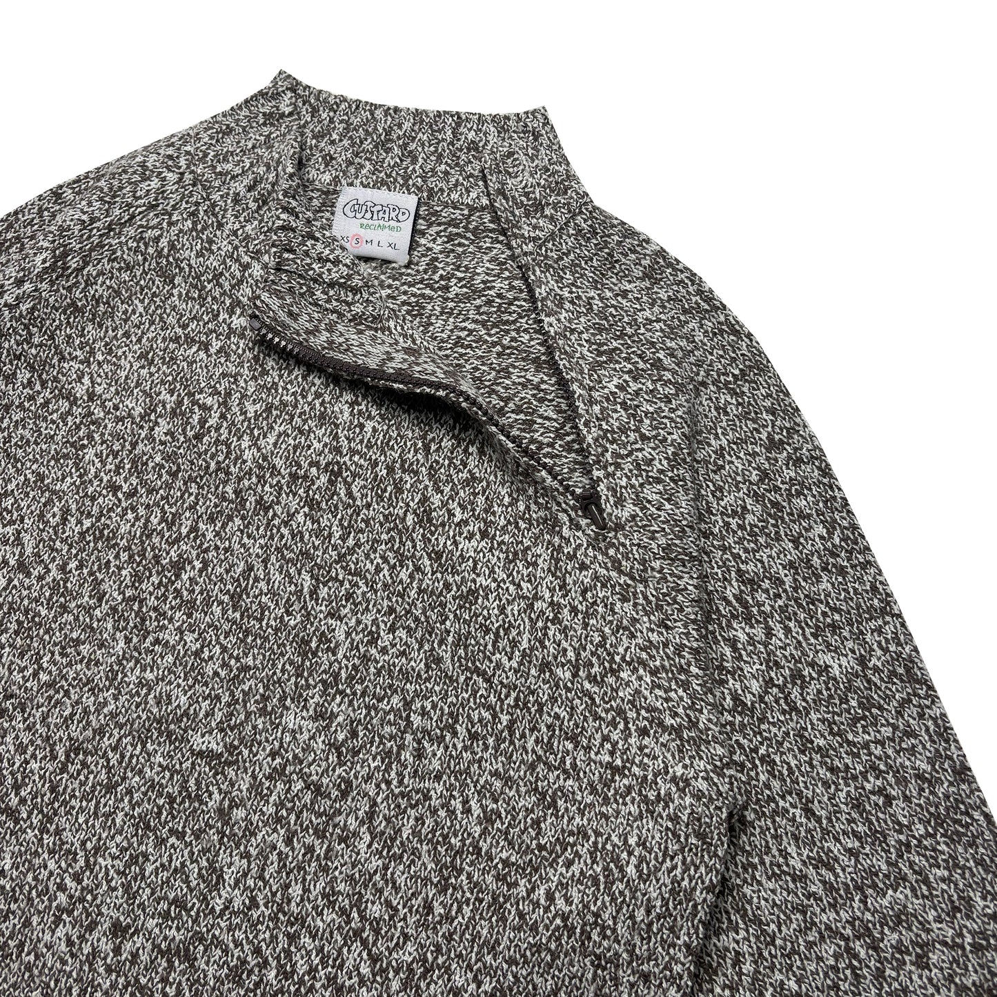 Custard Reclaimed Zip Neck Jumper | Size Small