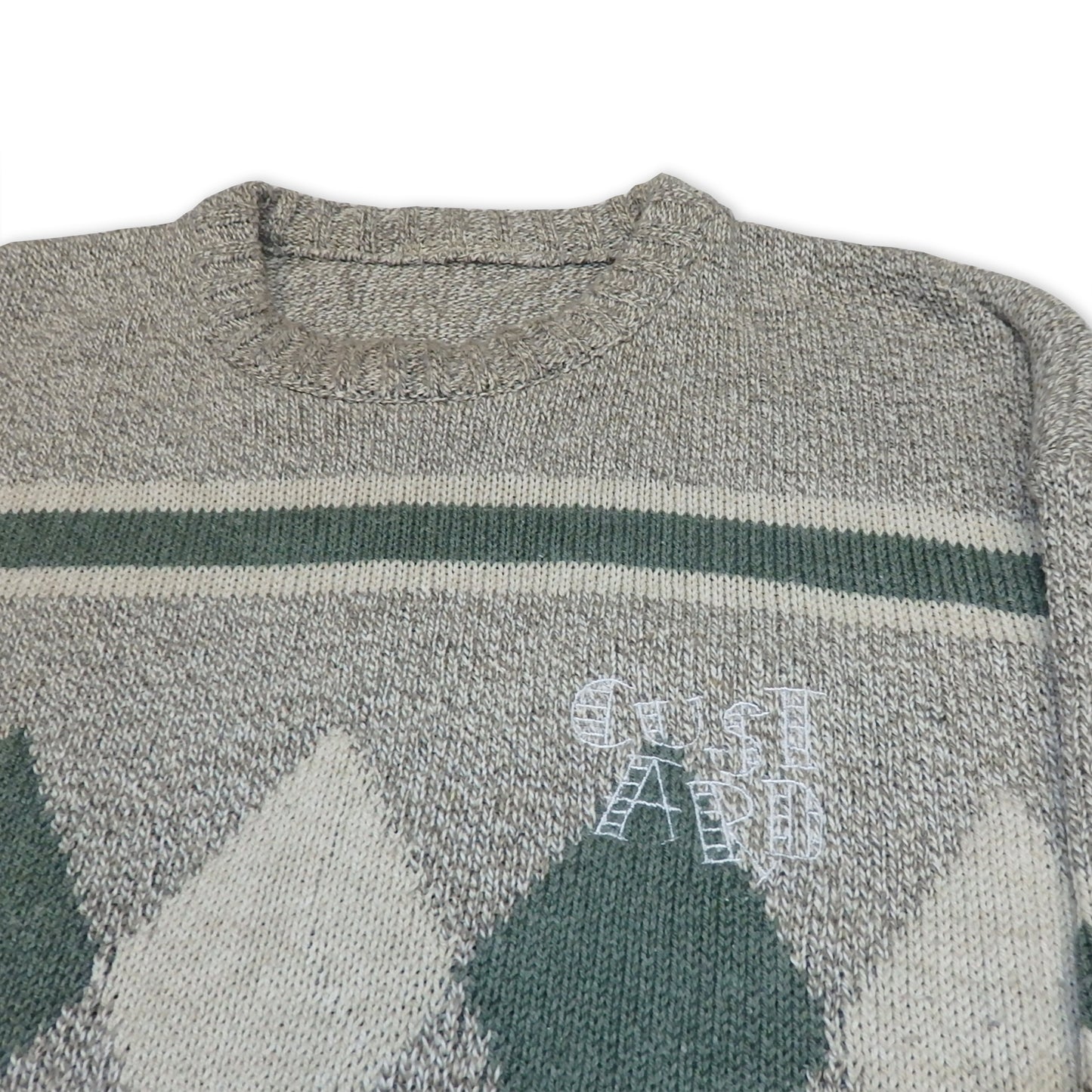 Custard Reclaimed Patterned Wool Jumper | Size Large