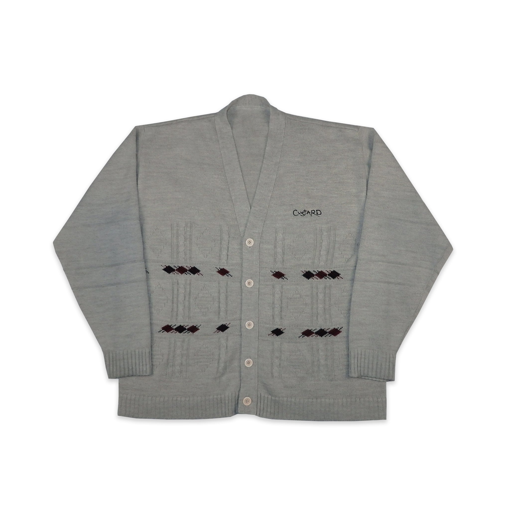 Custard Reclaimed Light Grey Button-Up Cardigan | Size Large
