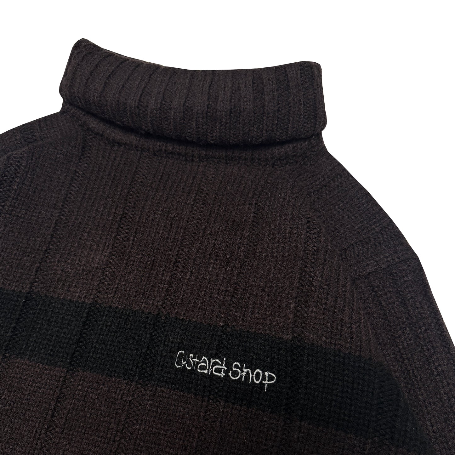 Custard Reclaimed Roll-Neck Dark Purple Jumper | Size Medium