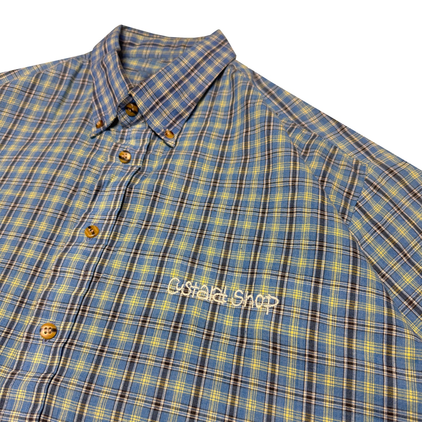 Custard Reclaimed Light Blue Check Shirt | Size Large