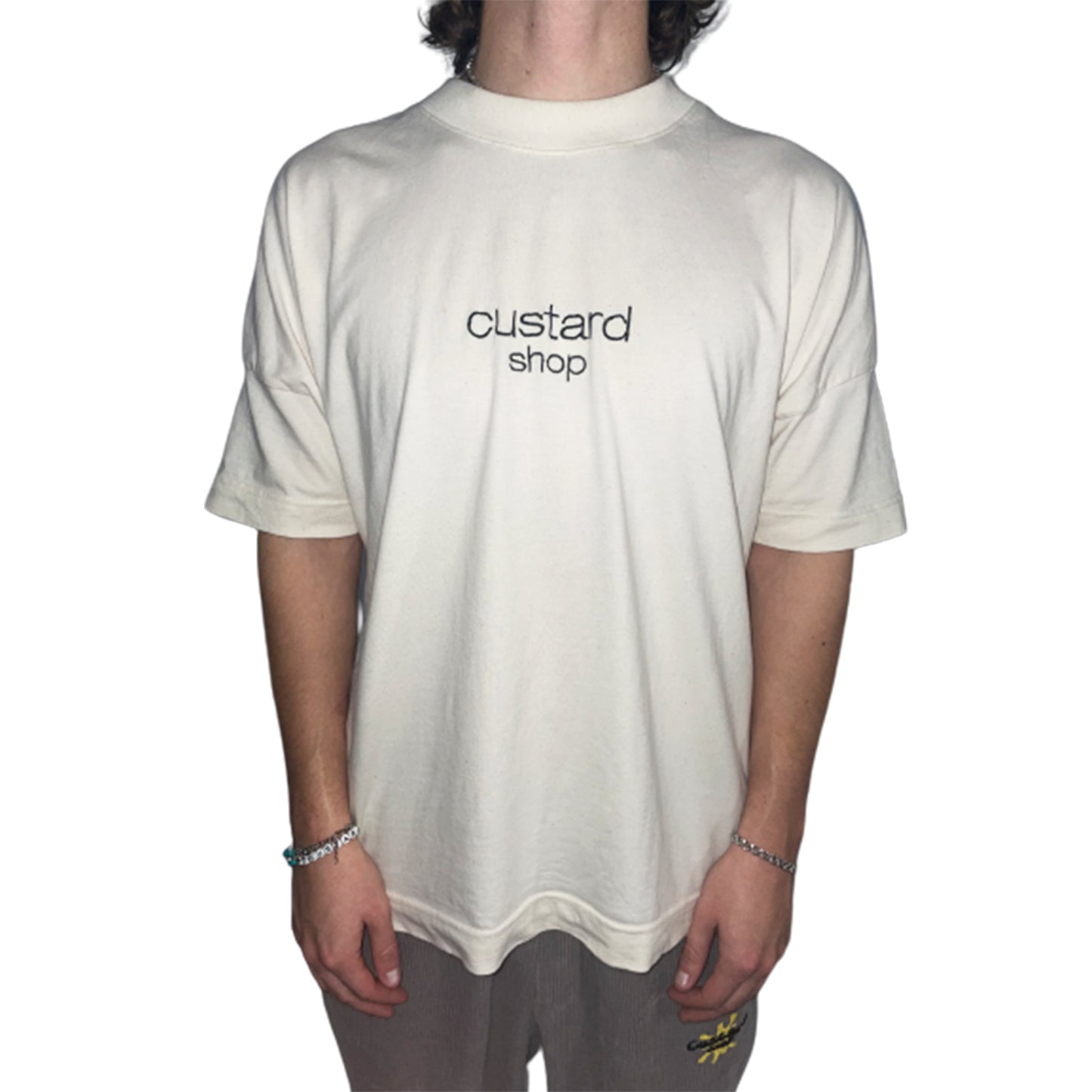 Custard Shop Official Embroidered Chest Logo | Beige Custard Shop Official