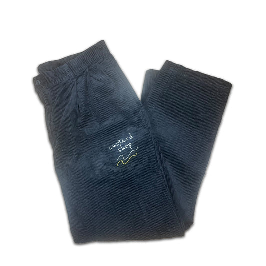 Custard Reclaimed Black Corduroy Trousers | 36" x 32"