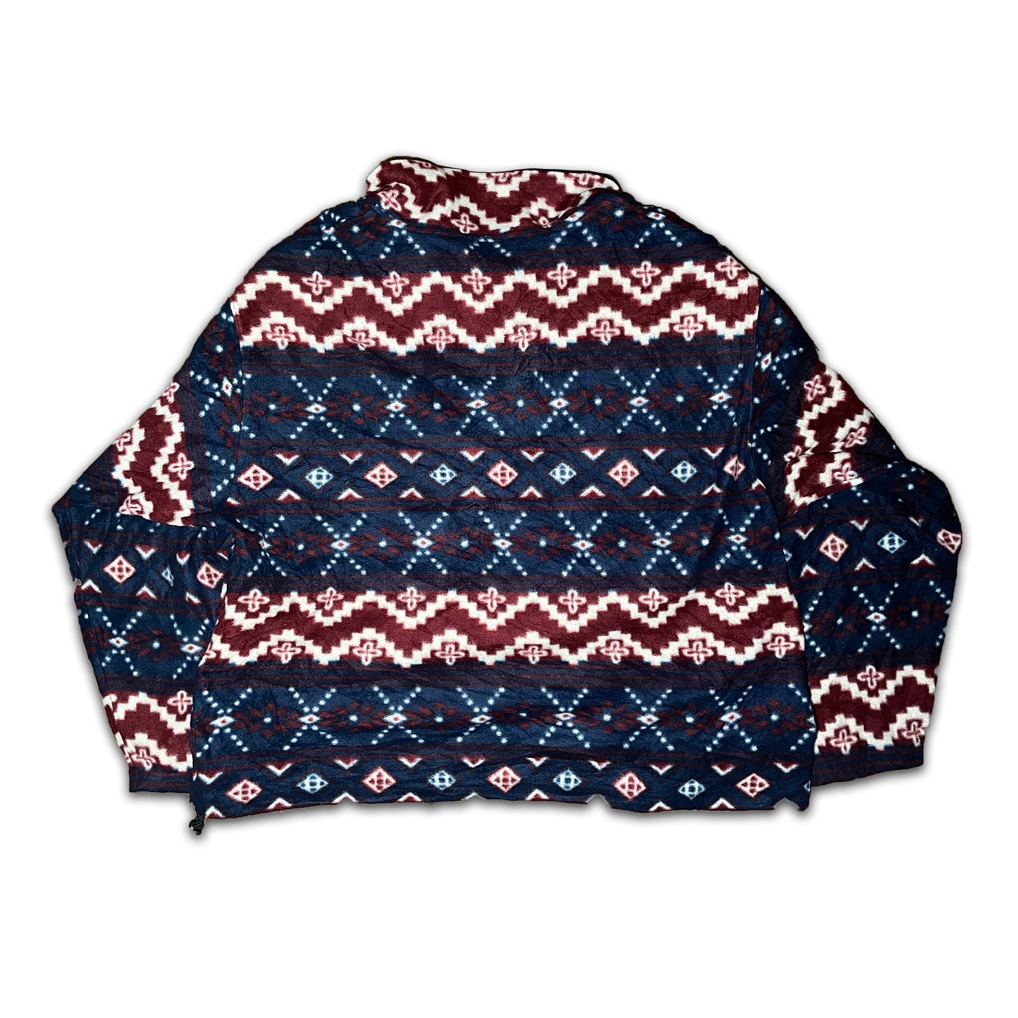 Custard Reclaimed Patterned 1/4 Zip Fleece | Size XL