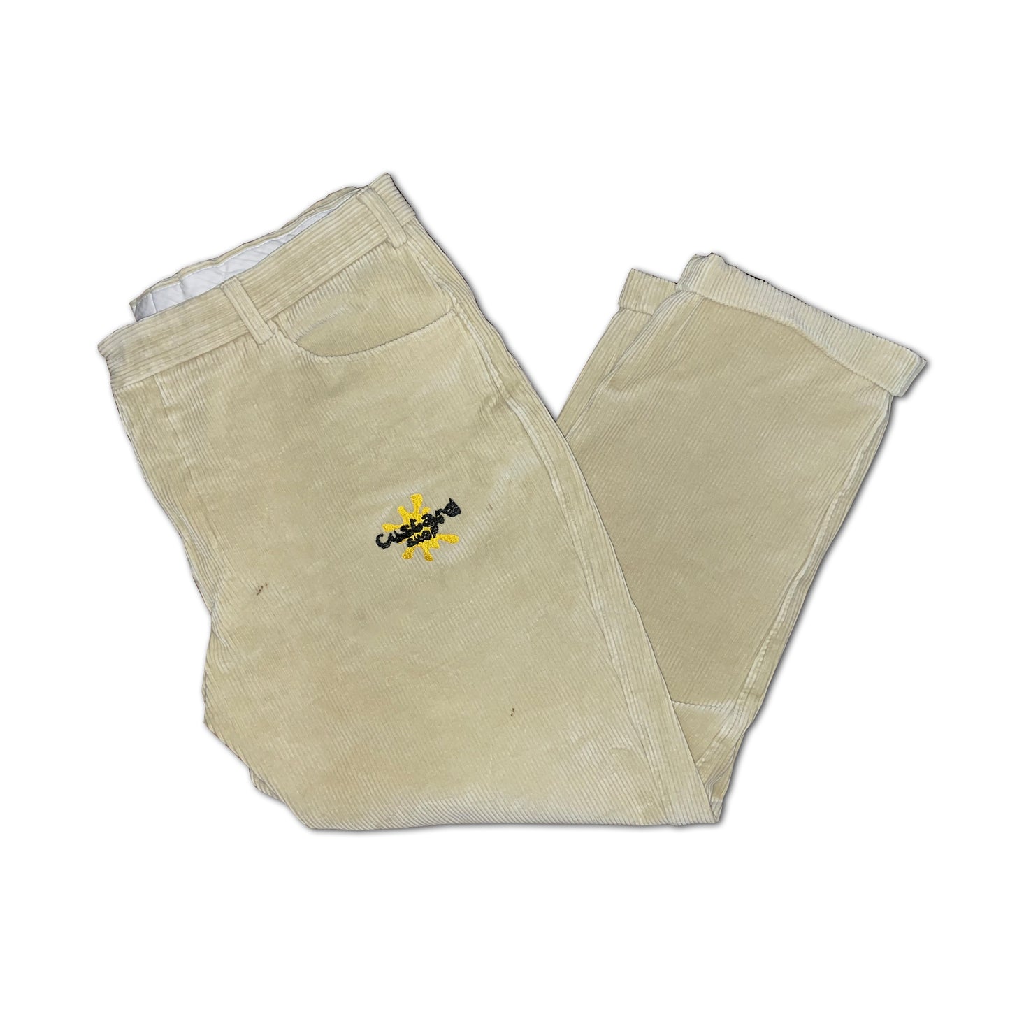Custard Reclaimed Cream Corduroy Trousers | Size 38"