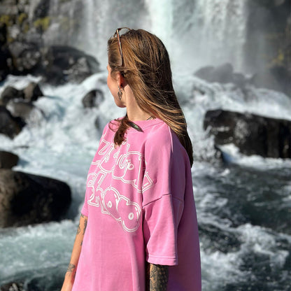 Heavyweight Graffiti Print T-Shirt | Pastel Pink
