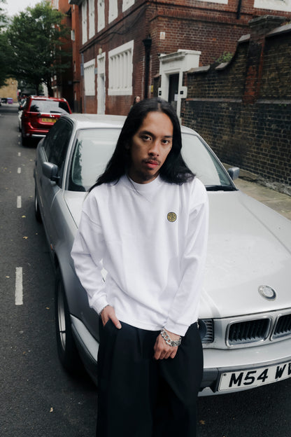 Waffle Acid House Long Sleeve T-Shirt | White