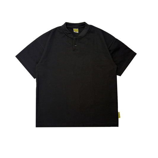 Waffle Henley Two-Button Shirt | Black