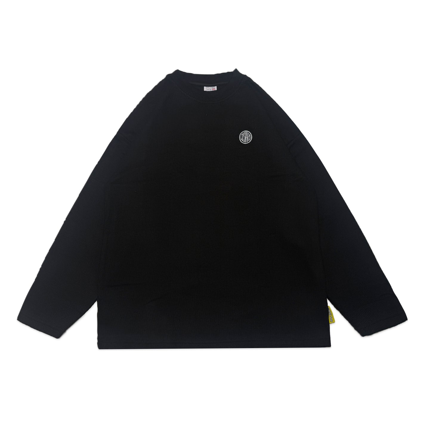 Waffle Acid House Long Sleeve Baggy Cuff T-Shirt | Black