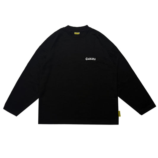 Waffle Embroidered Long Sleeve Baggy Cuff T-Shirt | Black