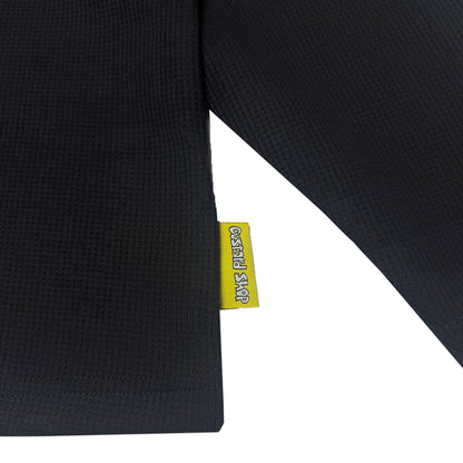 Waffle Acid House Long Sleeve Baggy Cuff T-Shirt | Black