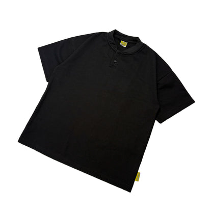 Waffle Henley Two-Button Shirt | Black