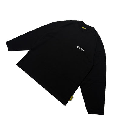 Waffle Embroidered Long Sleeve Baggy Cuff T-Shirt | Black