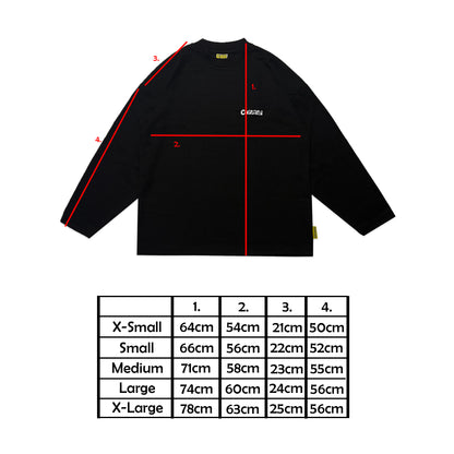 Waffle Embroidered Long Sleeve Baggy Cuff T-Shirt | Black