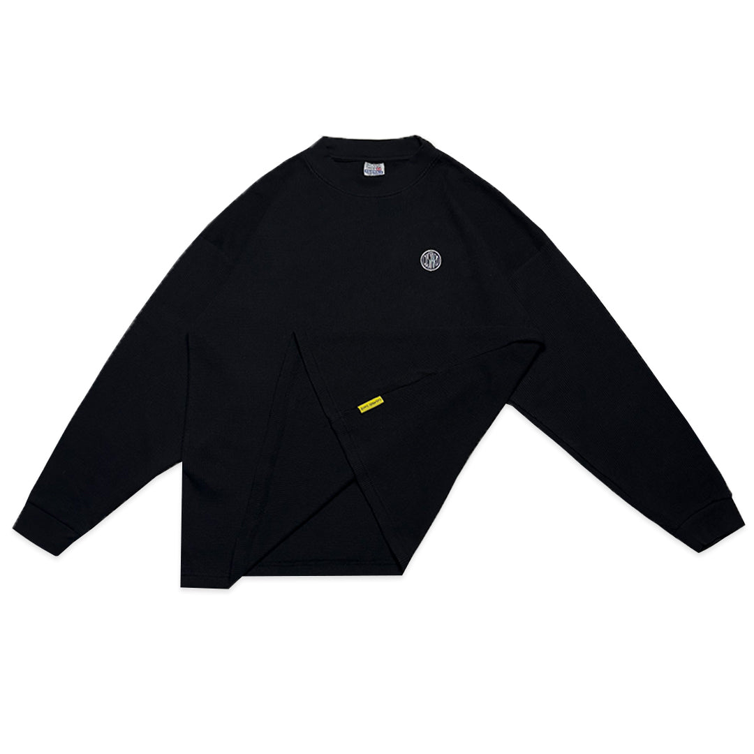 Waffle Acid House Long Sleeve T-Shirt | Black